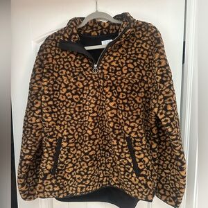 🎄Time & tru leopard print quarter zip